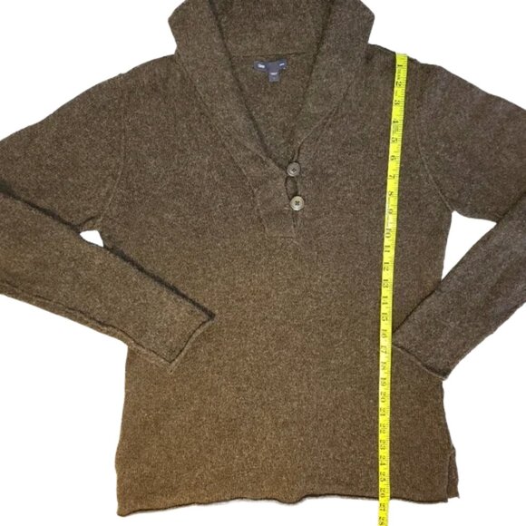 Gap Ladies Brown Knit Shawl Collar One Button Pullover Sweater Size Large - Picture 7 of 10